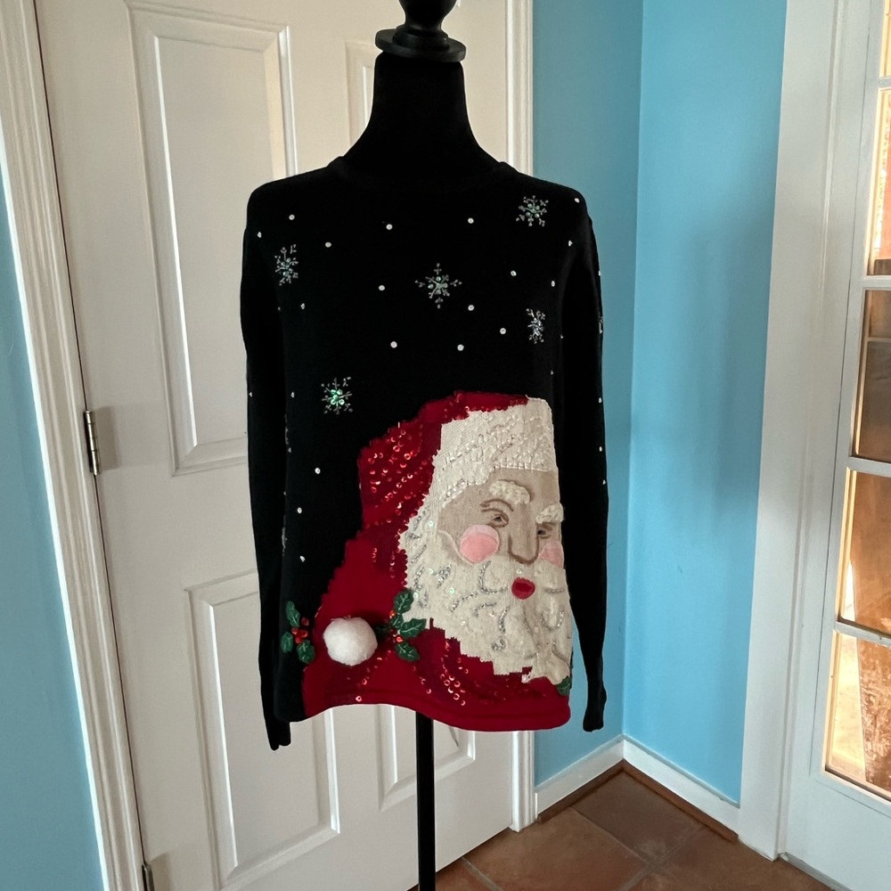 Carly St Claire Vintage 90s Christmas Sweater W/Santa
Face Snowflakes L